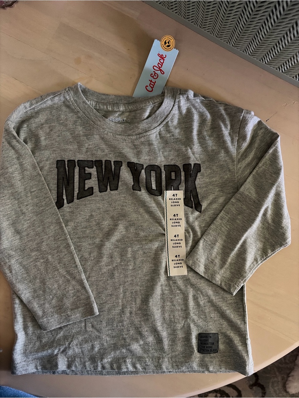 Cat & Jack Gray Crewneck Sweater with Black 'NEW YORK' Lettering